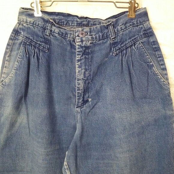 Vintage 80s Cherokee Pleated Mom Jeans M(8) Pockets Wide Baggy Tapered Leg - Picture 4 of 11